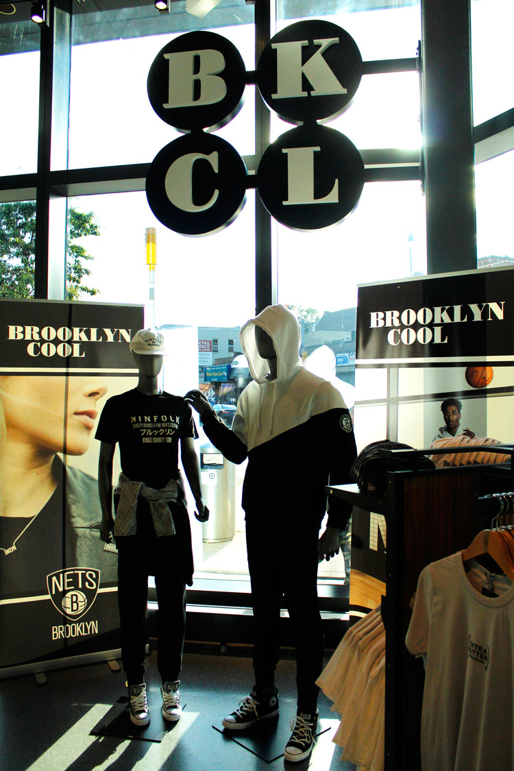 The Barclays Center team store moves to Flatbush Ave. and changes its name:  from Nets Shop by Adidas to Swag Shop to (apparently) Brooklyn Style